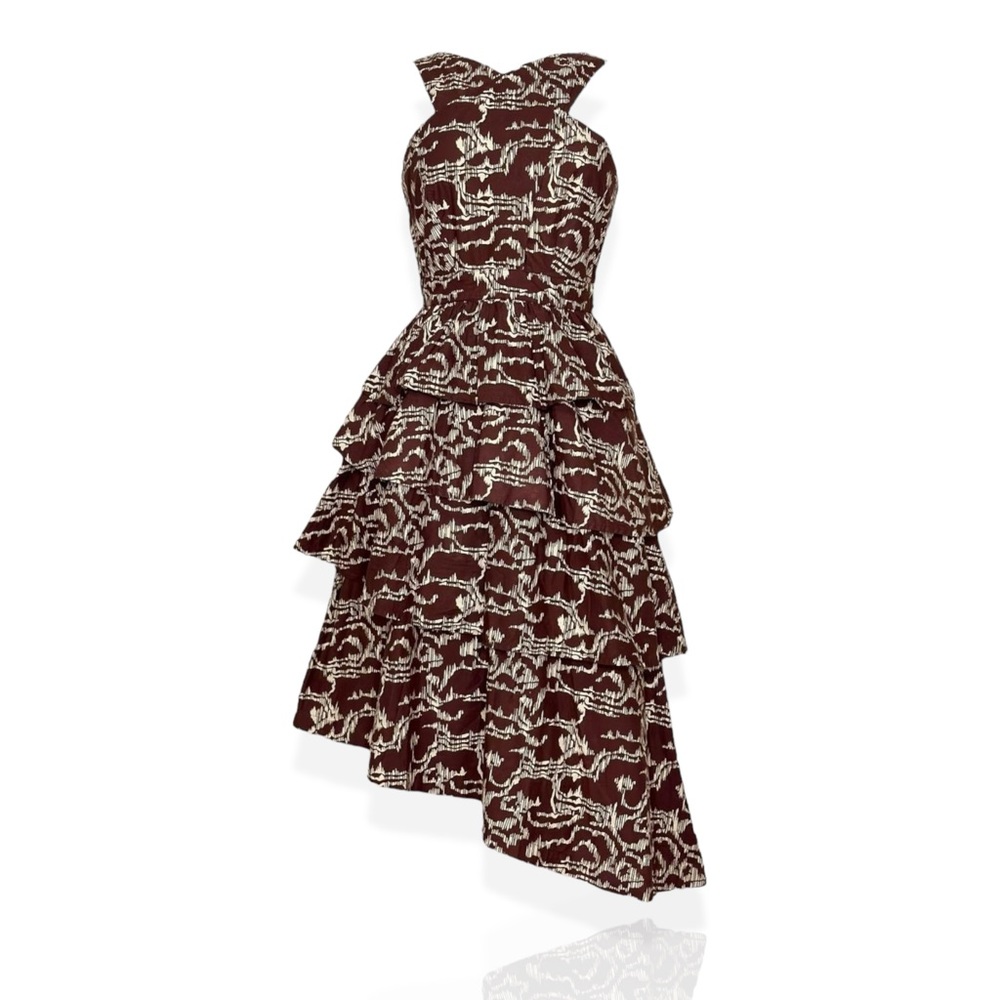 Cleobella Brown and Cream Midi Dress